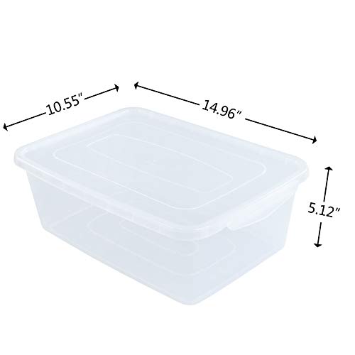 Inhouse 14 Quart Clear Storage Bin, Plastic Latching Box/Container with Lid, Shoe Boxes, Set of 4