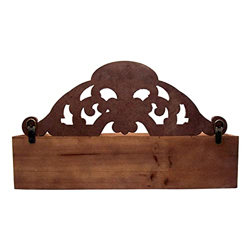 VIP Home & Garden Floating Shelf, Wall Mounted, Wood Shelf Accented with a Wood Scroll, Farmhouse Décor, 23.5 Inches