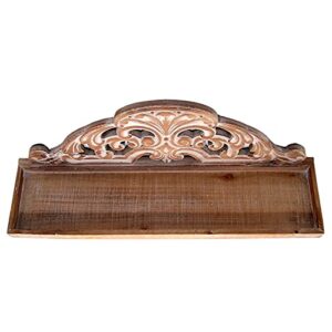 VIP Home & Garden Floating Shelf, Wall Mounted, Wood Shelf Accented with a Wood Scroll, Farmhouse Décor, 23.5 Inches