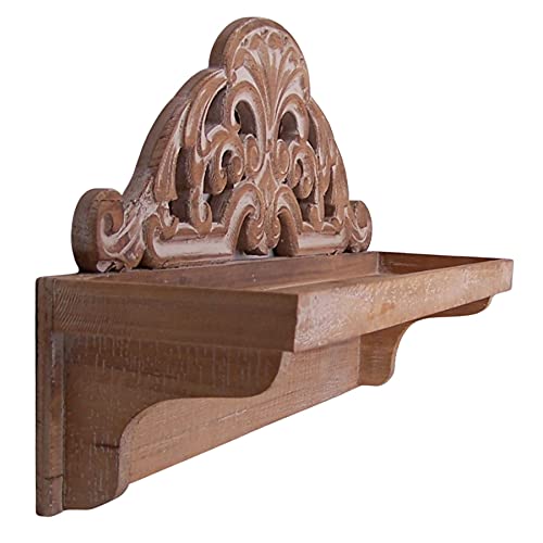 VIP Home & Garden Floating Shelf, Wall Mounted, Wood Shelf Accented with a Wood Scroll, Farmhouse Décor, 23.5 Inches