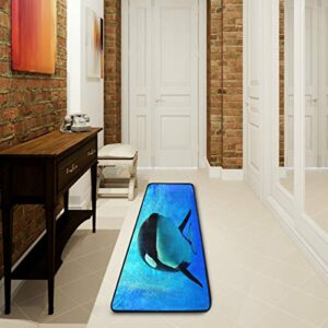 ALAZA Whale Swimming Under Water Collection Area Mat Rug Rugs for Living Room Bedroom Kitchen 2' x 6'