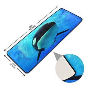 ALAZA Whale Swimming Under Water Collection Area Mat Rug Rugs for Living Room Bedroom Kitchen 2' x 6'