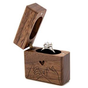 muujee pinky promise slim engagement ring box – engraved wooden ring box for wedding ceremony engagement proposal ring bearer box – anniversary birthday gift ideas
