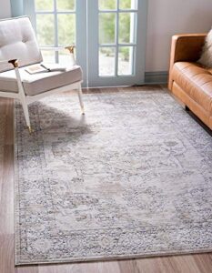 rugs.com oregon collection rug – 7′ x 10′ ivory low-pile rug perfect for living rooms, large dining rooms, open floorplans