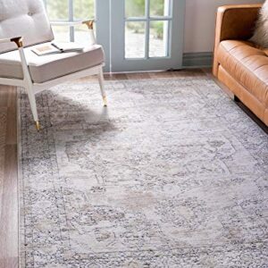 Rugs.com Oregon Collection Rug – 7' x 10' Ivory Low-Pile Rug Perfect for Living Rooms, Large Dining Rooms, Open Floorplans