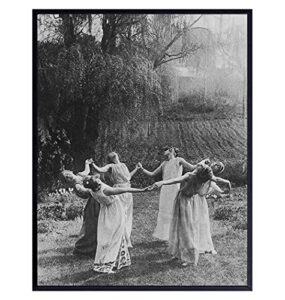 witchy pagan wall art & decor – large 11×14 – witch coven – wiccan wicca decor – gift for witchcraft and black magic fans – gothic pagan wall art – goth room decor – creepy scary vintage picture photo