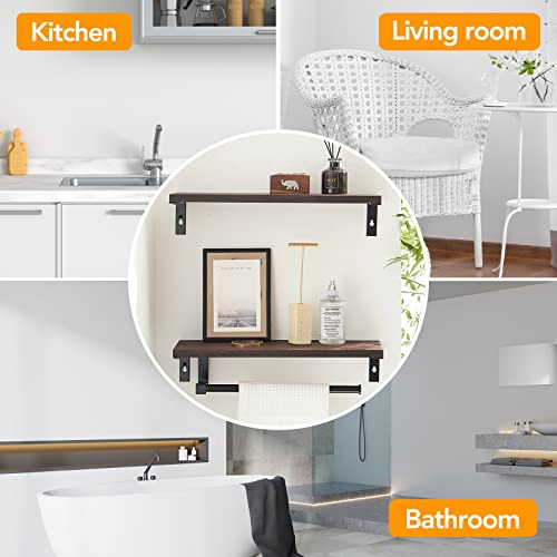Hoimpro Floating Shelves Wall Mounted , Set of 2, Wall Shelves Paper Towel Holder for Bedroom Living Room Bathroom Kitchen