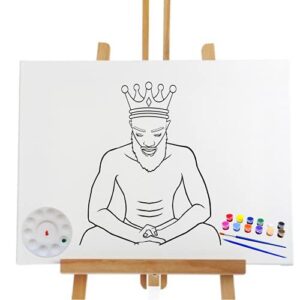 essenburg pre drawn canvas painting kit | king pharaoh valentines pre drawn stretched canvas kit | adult sip and paint party favor | diy date night couple activity (s 8×10 canvas only)
