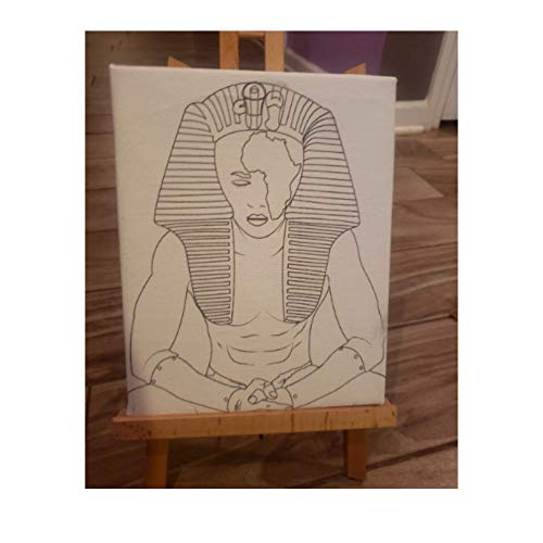 Essenburg Pre Drawn Canvas Painting Kit | King Pharaoh Valentines Pre Drawn Stretched Canvas Kit | Adult Sip and Paint Party Favor | DIY Date Night Couple Activity (S 8x10 CANVAS ONLY)