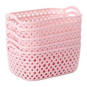 hemoton 5pcs sundries organizer plastic storage basket storage bin cloth storage for home container(pink)