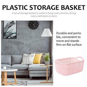 Hemoton 5PCS Sundries Organizer Plastic Storage Basket Storage Bin Cloth Storage for Home Container(Pink)