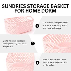 Hemoton 5PCS Sundries Organizer Plastic Storage Basket Storage Bin Cloth Storage for Home Container(Pink)