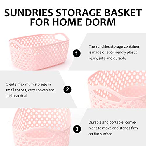 Hemoton 5PCS Sundries Organizer Plastic Storage Basket Storage Bin Cloth Storage for Home Container(Pink)