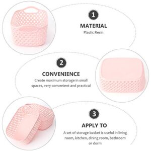 Hemoton 5PCS Sundries Organizer Plastic Storage Basket Storage Bin Cloth Storage for Home Container(Pink)