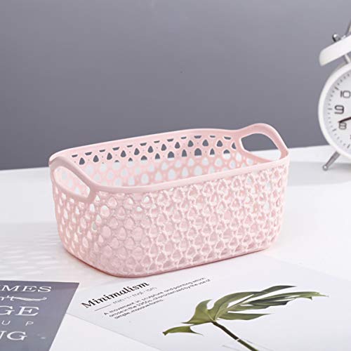 Hemoton 5PCS Sundries Organizer Plastic Storage Basket Storage Bin Cloth Storage for Home Container(Pink)