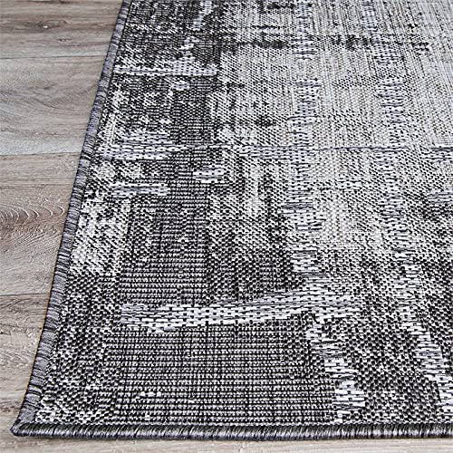 Couristan Charm Tiverton Anthracite-Light Gray Indoor/Outdoor Area Rug, 5'3" x 7'6"