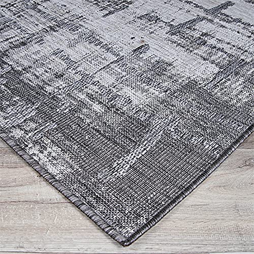 Couristan Charm Tiverton Anthracite-Light Gray Indoor/Outdoor Area Rug, 5'3" x 7'6"