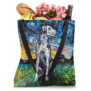 Merle Great Dane Starry Night Impressionist Dog Art by Aja Tote Bag
