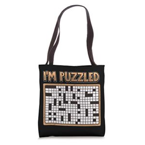 funny crossword puzzle i’m puzzled love crossword puzzle tote bag