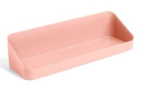 poppin wall shelf – blush. removable adhesive strips, magnets and screws included. three mounting options and weight capacities. durable plastic polystyrene.