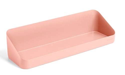 Poppin Wall Shelf - Blush. Removable Adhesive Strips, Magnets and Screws Included. Three Mounting Options and Weight Capacities. Durable Plastic Polystyrene.