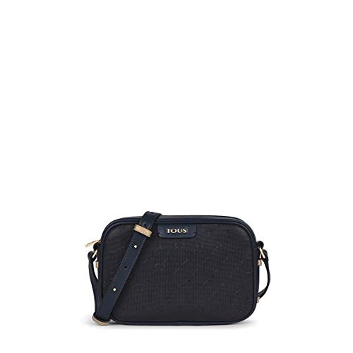 TOUS Navy Blue Synthetic Leather Crossbody Bag for Women, 7x23x16 cm, Script Collection