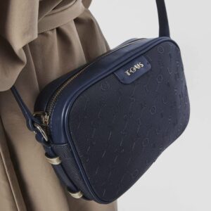 TOUS Navy Blue Synthetic Leather Crossbody Bag for Women, 7x23x16 cm, Script Collection