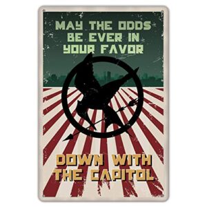 homdeo wall decor metal 8 x 12inch – hunger games may the odds be ever in your favor sign tin sign personalized metal signs