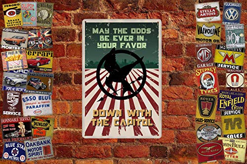 HomDeo Wall Decor Metal 8 x 12inch - Hunger Games May The Odds Be Ever in Your Favor Sign Tin Sign Personalized Metal Signs