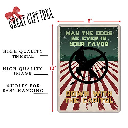 HomDeo Wall Decor Metal 8 x 12inch - Hunger Games May The Odds Be Ever in Your Favor Sign Tin Sign Personalized Metal Signs