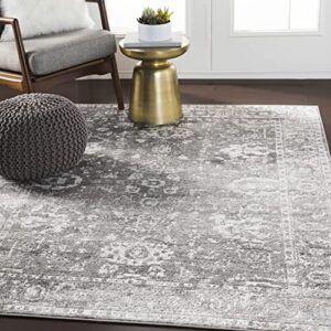 mark&day area rugs, 5×7 kedrick transitional charcoal area rug, gray/white/black carpet for living room, bedroom or kitchen (5’3″ x 7’3″)