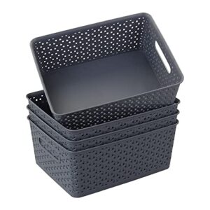 inhouse plastic basket tray, 8 quart plastic baskets, 4 packs (grey)