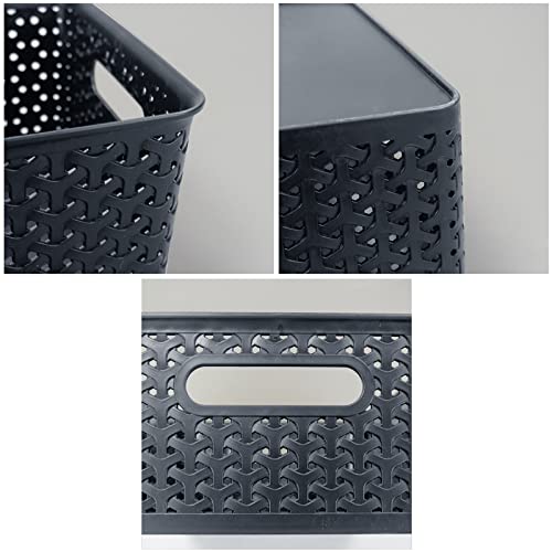 Inhouse Plastic Basket Tray, 8 Quart Plastic Baskets, 4 Packs (Grey)