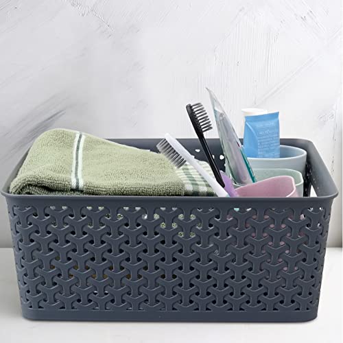 Inhouse Plastic Basket Tray, 8 Quart Plastic Baskets, 4 Packs (Grey)