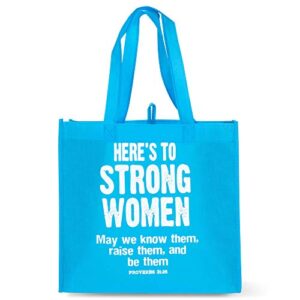 here’s to strong women royal blue 12.5 x 12 canvas fabric eco tote handbag
