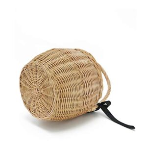 Miuco Womens Wicker Basket Bag Handmade Straw Rattan Bamboo Bag With Lid Handbag Medium