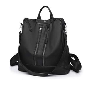 fun young backpack purse for women,casual fashion oxford cloth waterproof shoulder bags with earphone hole(black)