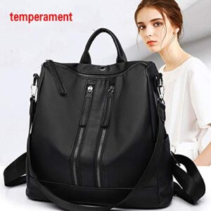 fun young Backpack Purse for Women,Casual Fashion Oxford Cloth Waterproof Shoulder Bags with Earphone Hole(BLACK)