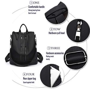 fun young Backpack Purse for Women,Casual Fashion Oxford Cloth Waterproof Shoulder Bags with Earphone Hole(BLACK)