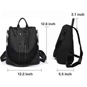 fun young Backpack Purse for Women,Casual Fashion Oxford Cloth Waterproof Shoulder Bags with Earphone Hole(BLACK)