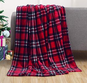 valerian luxury velvet super soft light weight blanket prints fleece year round home decor fuzzy warm and cozy throws, couch and gift, 50 x 60 inch, plaid