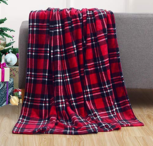 Valerian Luxury Velvet Super Soft Light Weight Blanket Prints Fleece Year Round Home Decor Fuzzy Warm and Cozy Throws, Couch and Gift, 50 x 60 inch, Plaid