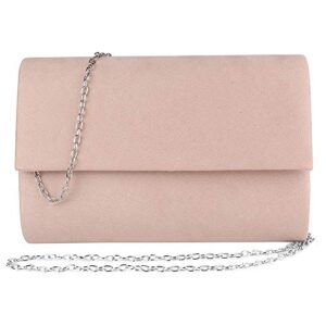 vg bags womens chic nude pink suede evening clutch crossbody handbag with chain strap medium
