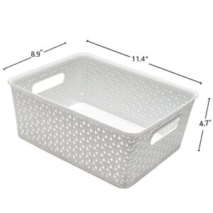 Eslite Plastic Storage Baskets,11.4X8.9X4.7",Pack of 4 (White)