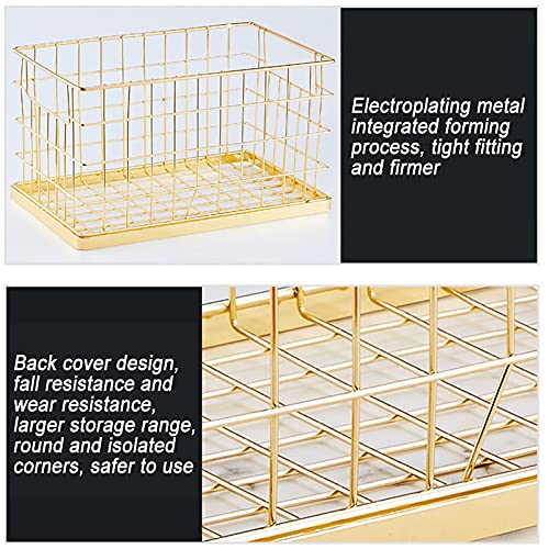 VALINK Wire Storage Basket, Iron Storage Basket Simple Hollow Metal Wire Desktop Organizer Modern Multifunctional Sundries Holder for Home