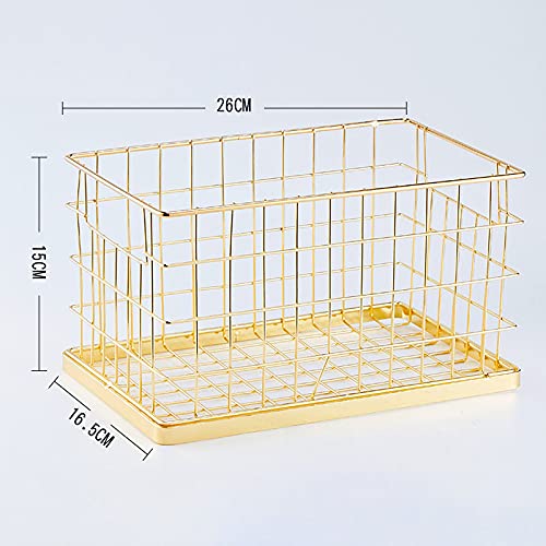 VALINK Wire Storage Basket, Iron Storage Basket Simple Hollow Metal Wire Desktop Organizer Modern Multifunctional Sundries Holder for Home