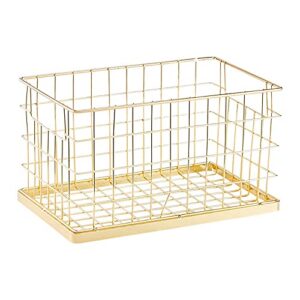 VALINK Wire Storage Basket, Iron Storage Basket Simple Hollow Metal Wire Desktop Organizer Modern Multifunctional Sundries Holder for Home