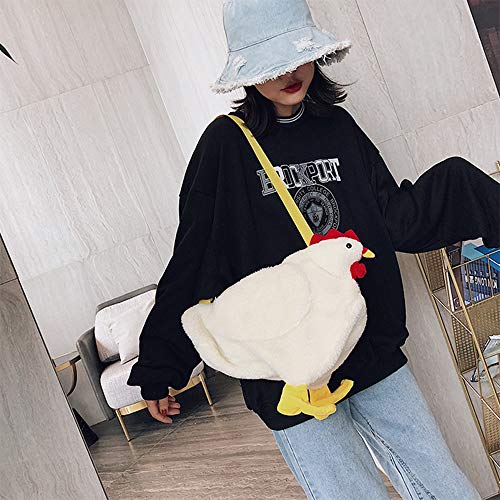 Women Cute Chicken Animal Style Shoulder Handbag Girl Hen Crossbody Purse Messenger Bag (White)