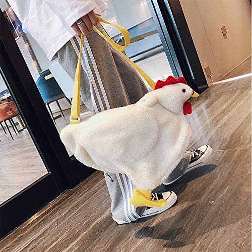 Women Cute Chicken Animal Style Shoulder Handbag Girl Hen Crossbody Purse Messenger Bag (White)