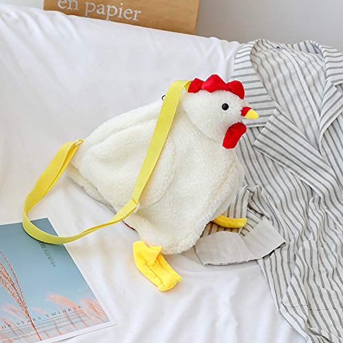 Women Cute Chicken Animal Style Shoulder Handbag Girl Hen Crossbody Purse Messenger Bag (White)